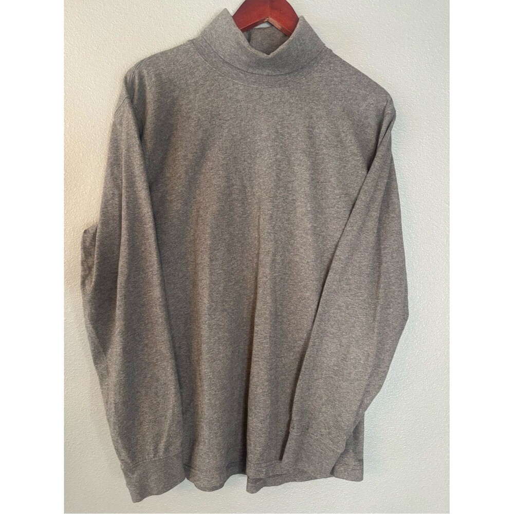 L.L. Bean Men's M Traditional Fit Gray Turtleneck Shirt 100% Cotton Long Sleeve